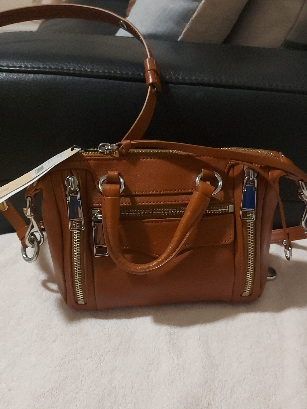 Rebecca Minkoff Tan Leather Satchel with Silver Hardware